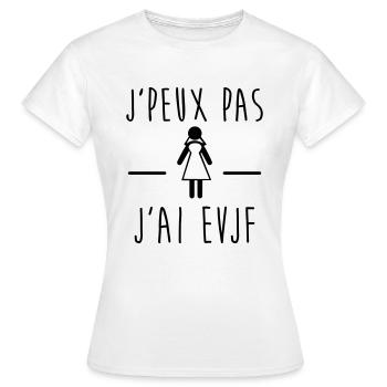 je peux pas j'ai EVJF, enterrement de vie de jeune - T-shirt Femme - blanc - Devant - AI Model Female 172 dark (172cm)