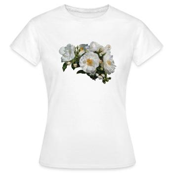 White rose bush with buds - Women's T-Shirt - white - Front - AI Model Female 172 dark (172cm)