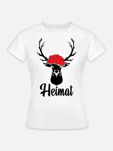 Heimat Schwarzwald Bollenhut Hirsch Aufkleber - Frauen T-Shirt - Weiß