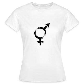 Symbole hétéro Mars Venus - T-shirt Femme - blanc - Devant - AI Model Female 172 dark (172cm)
