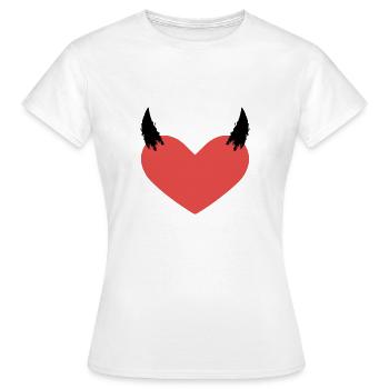 Coeur diable cornes mauvais symbole cadeau - T-shirt Femme - blanc - Devant - AI Model Female 172 dark (172cm)