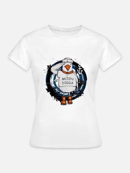 Moin Digga Norddeutschland Plattdeutsch Geschenk - Frauen T-Shirt - Weiß