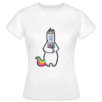 Einhorn mit Zuckertüte Einschulung Schulbeginn - Frauen T-Shirt - Weiß - Vorne - AI Model Female 172 dark (172cm)