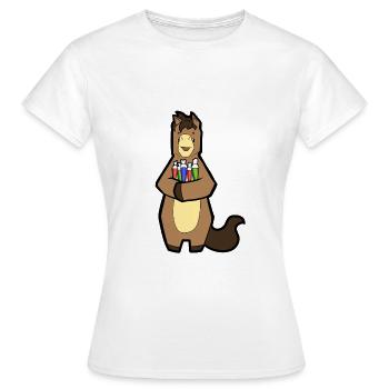 Cheval avec sac de sucre le premier jour d'école - T-shirt Femme - blanc - Devant - AI Model Female 172 dark (172cm)