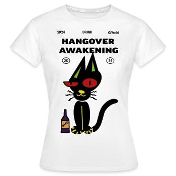 Betrunkene Katze, das Erwachen nach dem Kater - Frauen T-Shirt - Weiß - Vorne - AI Model Female 172 dark (172cm)
