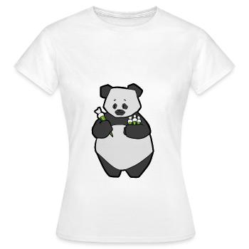 Panda with sugar bag school enrollment joke - Women's T-Shirt - white - Front - AI Model Female 172 dark (172cm)