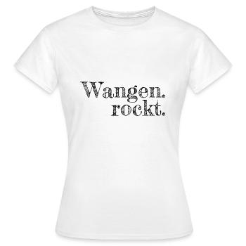 Wangen rockt - Textdesign mit Stadtnamen - Frauen T-Shirt - Weiß - Vorne - AI Model Female 172 dark (172cm)