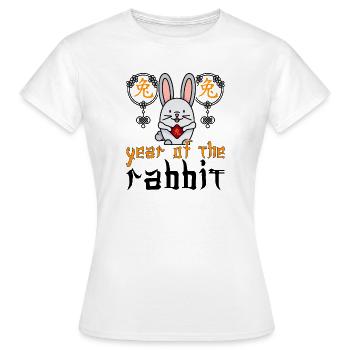 Chinesisches Hase Schriftzeichen Neujahr - Frauen T-Shirt - Weiß - Vorne - AI Model Female 172 dark (172cm)