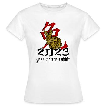 Chinesisches Hase Schriftzeichen Neujahr - Frauen T-Shirt - Weiß - Vorne - AI Model Female 172 dark (172cm)