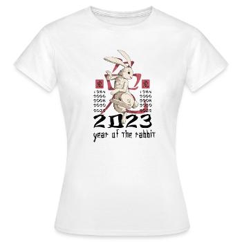 Chinesisches Hase Schriftzeichen Neujahr - Frauen T-Shirt - Weiß - Vorne - AI Model Female 172 dark (172cm)
