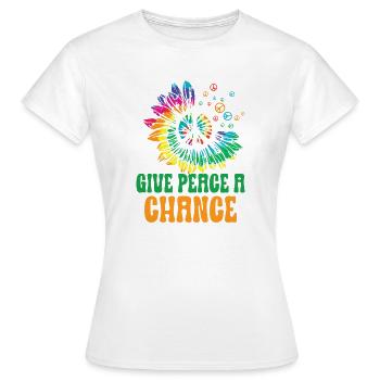Hippie Peace Zeichen Frieden Blumen Blumenkind - Frauen T-Shirt - Weiß - Vorne - AI Model Female 172 dark (172cm)