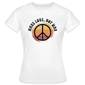 Hippie Peace Zeichen Frieden Blumen Blumenkind - Frauen T-Shirt - Weiß - Vorne - AI Model Female 172 dark (172cm)