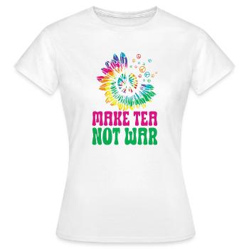 Hippie Peace Zeichen Frieden Blumen Blumenkind - Frauen T-Shirt - Weiß - Vorne - AI Model Female 172 dark (172cm)