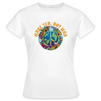 Hippie Peace Zeichen Frieden Blumen Blumenkind - Frauen T-Shirt - Weiß - Vorne - AI Model Female 172 dark (172cm)