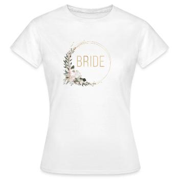 Team Bride ! Pastel Boho Blumen Kreis - Frauen T-Shirt - Weiß - Vorne - AI Model Female 172 dark (172cm)