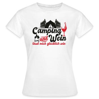 Camping Wein Camper Zelten Urlaub Wohnmobil - Frauen T-Shirt - Weiß - Vorne - AI Model Female 172 dark (172cm)