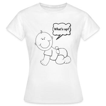 Quoi de bébé Up? Shirts et plus ⓝDesigned par Nakos - T-shirt Femme - blanc - Devant - AI Model Female 172 dark (172cm)