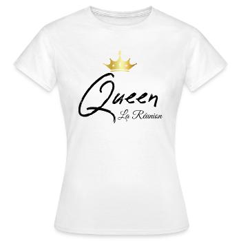 Queen 974 la Réunion - T-shirt Femme - blanc - Devant - AI Model Female 172 dark (172cm)