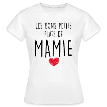 Mamie Petits Plats D'amour Cadeau Grand-Mère - T-shirt Femme - blanc - Devant - AI Model Female 172 dark (172cm)