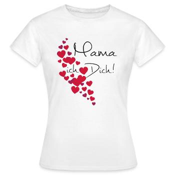 Muttertag Mama Ich liebe Dich, personalisierbar - Frauen T-Shirt - Weiß - Vorne - AI Model Female 172 dark (172cm)