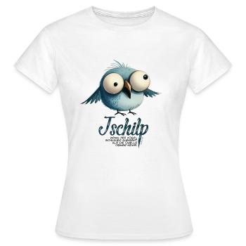 Mimikama Tschilp Vogel - Frauen T-Shirt - Weiß - Vorne - AI Model Female 172 dark (172cm)