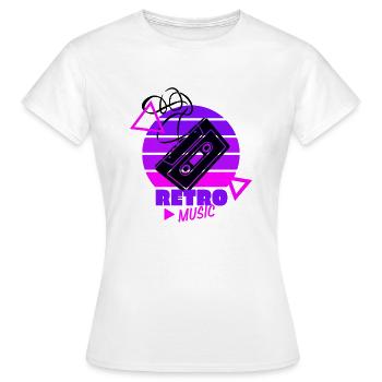 Retro Music - 80s - Eighties - Cassette - Women's T-Shirt - white - Front - AI Model Female 172 dark (172cm)