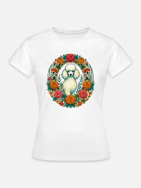 Ringelblumen-Pudel - Frauen T-Shirt - Weiß