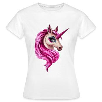 beauty styled pink Einhorn :) - Frauen T-Shirt - Weiß - Vorne - AI Model Female 172 dark (172cm)