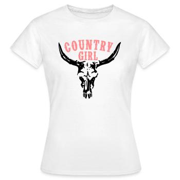 COUNTRY GIRL BULL SKULL - Women's T-Shirt - white - Front - AI Model Female 172 dark (172cm)
