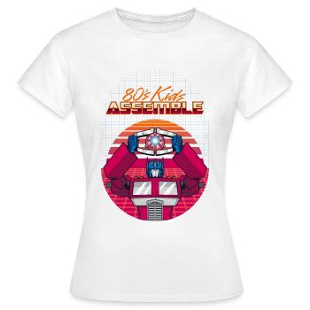 Transformers G1 Optimus Prime 80s Kids Assemble - T-shirt Femme - blanc - Devant - AI Model Female 172 dark (172cm)