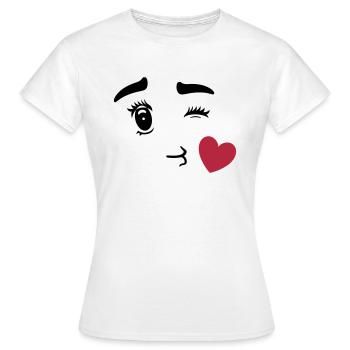 Cute Emoticon Kissing Heart - T-shirt Femme - blanc - Devant - AI Model Female 172 dark (172cm)