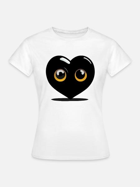 Coeur de dessin animé noir - T-shirt Femme - blanc