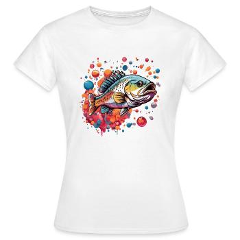 Barsch im bunten Farbkreis mit bunten Luftblasen - Frauen T-Shirt - Weiß - Vorne - AI Model Female 172 dark (172cm)