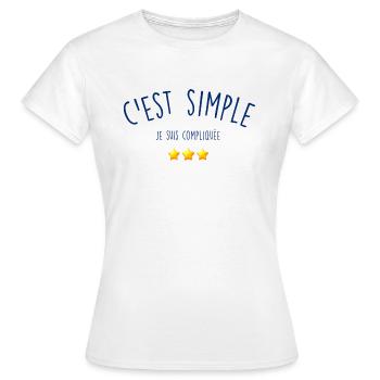 C'est Simple Je Suis Compliquée - T-shirt Femme - blanc - Devant - AI Model Female 172 dark (172cm)