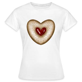 Biscuits de Noël, biscuit, cœur de confiture - T-shirt Femme - blanc - Devant - AI Model Female 172 dark (172cm)