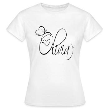 Olivia Name Vorname Mädchen Kalligrafie Dekor - Frauen T-Shirt - Weiß - Vorne - AI Model Female 172 dark (172cm)