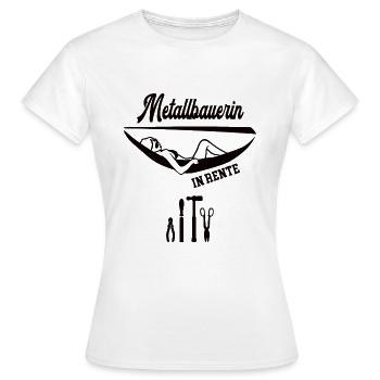 Metallbauerin in Rente Rentnerin Metallbau Arbeit - Frauen T-Shirt - Weiß - Vorne - AI Model Female 172 dark (172cm)