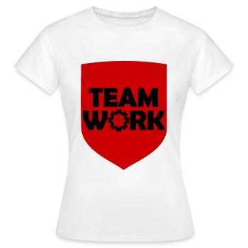 The team work - Women's T-Shirt - white - Front - AI Model Female 172 dark (172cm)