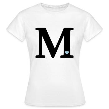 Buchstabe M Anfangsbuchstabe - Frauen T-Shirt - Weiß - Vorne - AI Model Female 172 dark (172cm)