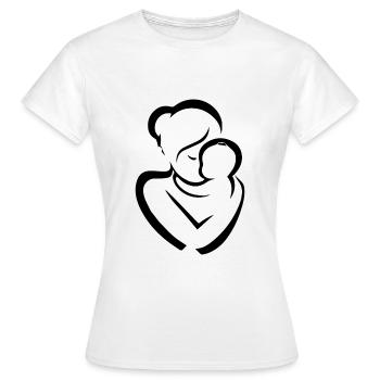 Mutter mit Kind Silhouette - Frauen T-Shirt - Weiß - Vorne - AI Model Female 172 dark (172cm)