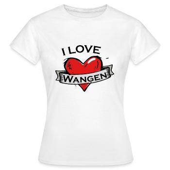 Wangen - Ich liebe Stadtnamen in Tattoo Stil - Frauen T-Shirt - Weiß - Vorne - AI Model Female 172 dark (172cm)