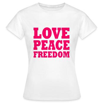 Love peace freedom - T-shirt Femme - blanc - Devant - AI Model Female 172 dark (172cm)