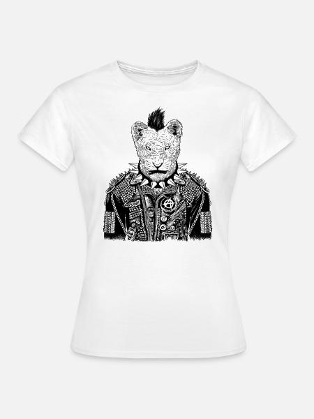 Löwin punkig - Frauen T-Shirt - Weiß
