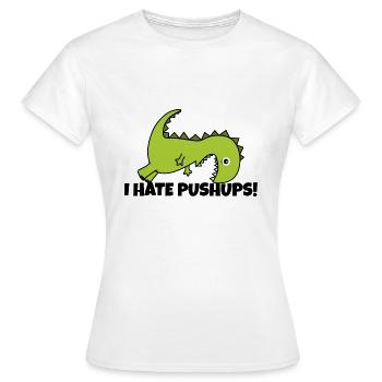 Ce dinosaure mignon déteste les pompes et le sport! - T-shirt Femme - blanc - Devant - AI Model Female 172 dark (172cm)