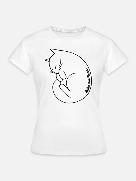 Bake dat Bean | Niedliche zusammengerollte Katze - Frauen T-Shirt - Weiß