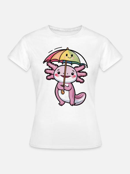 Niedlicher Axolotl mit Regenschirm - Frauen T-Shirt - Weiß