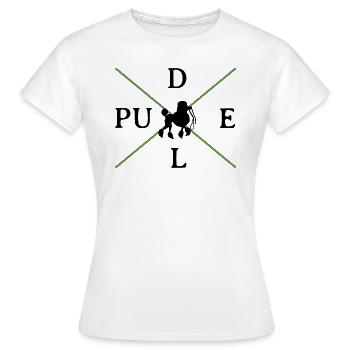 Klassisch schlichtes Pudelmotiv schwarz / grün - Frauen T-Shirt - Weiß - Vorne - AI Model Female 172 dark (172cm)