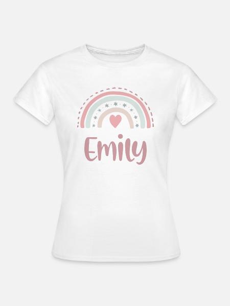 Emily Name Rainbow - Frauen T-Shirt - Weiß