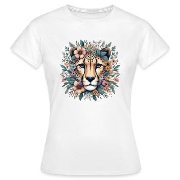 Guépard Fleurs de guépard - T-shirt Femme - blanc - Devant - AI Model Female 172 dark (172cm)