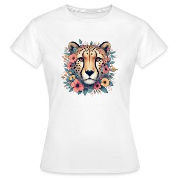 Guépard Fleurs de guépard - T-shirt Femme - blanc - Devant - AI Model Female 172 dark (172cm)